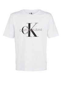 Футболка из хлопка с принтом и вышивкой Calvin Klein Jeans