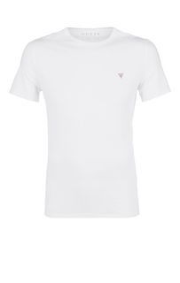 Однотонная хлопковая футболка с круглым вырезом Guess