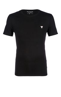 Однотонная хлопковая футболка с круглым вырезом Guess
