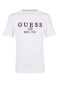 Белая хлопковая футболка с декоративной вышивкой Guess