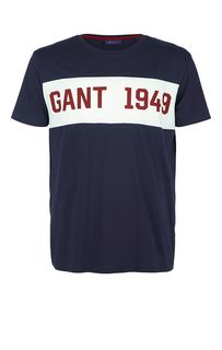Футболка из хлопка с нашивкой и принтом Gant