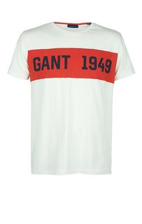 Футболка из хлопка с нашивкой и принтом Gant