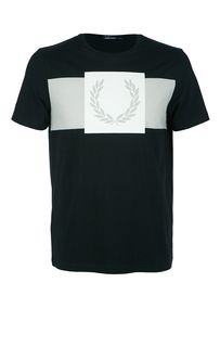 Черная хлопковая футболка с короткими рукавами Fred Perry