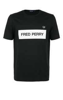 Черная хлопковая футболка с короткими рукавами Fred Perry