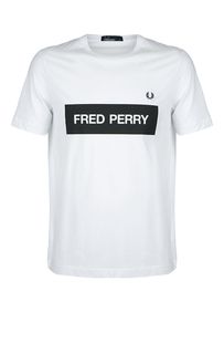 Белая хлопковая футболка с короткими рукавами Fred Perry