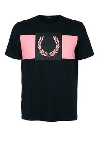 Синяя хлопковая футболка с круглым вырезом Fred Perry