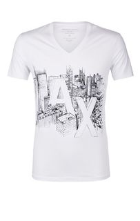 Белая хлопковая футболка с принтом Armani Exchange