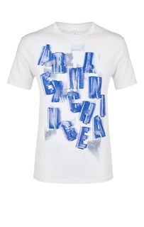 Белая хлопковая футболка с принтом Armani Exchange