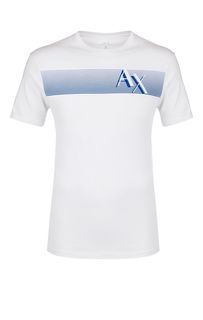 Белая хлопковая футболка с принтом Armani Exchange