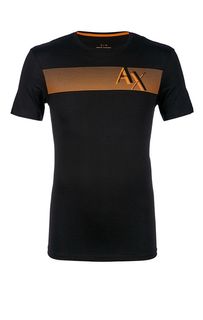 Черная хлопковая футболка с принтом Armani Exchange