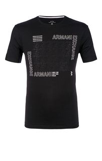 Черная хлопковая футболка с принтом Armani Exchange