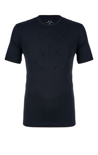 Синяя хлопковая футболка с короткими рукавами Armani Exchange