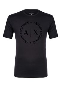 Черная хлопковая футболка с короткими рукавами Armani Exchange
