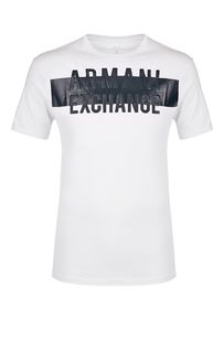 Белая хлопковая футболка с принтом Armani Exchange