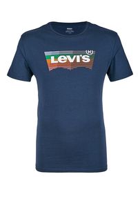 Синяя хлопковая футболка с принтом Levis®