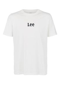 Белая хлопковая футболка с принтом Lee