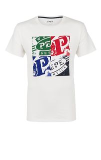 Хлопковая футболка с ярким принтом Pepe Jeans