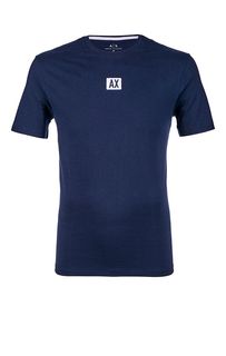 Синяя хлопковая футболка с круглым вырезом Armani Exchange