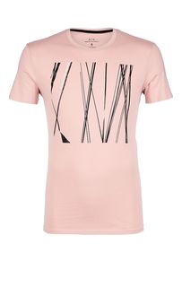 Розовая хлопковая футболка с круглым вырезом Armani Exchange