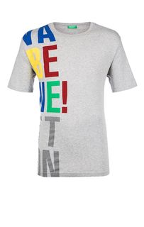 Хлопковая футболка серого цвета United Colors of Benetton