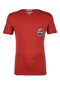 Бордовая хлопковая футболка с карманом Jack & Jones