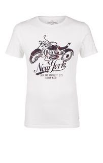 Хлопковая футболка с контрастным принтом Jack & Jones