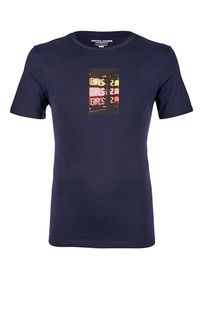 Синяя хлопковая футболка с принтом Jack & Jones