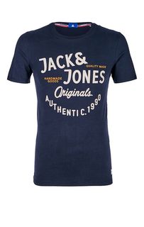 Хлопковая футболка с контрастным принтом Jack & Jones