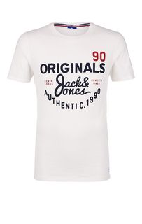 Хлопковая футболка с контрастным принтом Jack & Jones