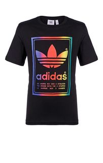 Белая хлопковая футболка с ярким принтом Adidas Originals