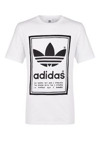 Белая хлопковая футболка с короткими рукавами Adidas Originals
