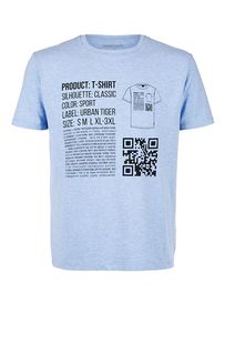 Синяя хлопковая футболка с принтом Urban Tiger