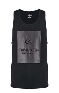 Черная хлопковая майка с принтом Calvin Klein Performance