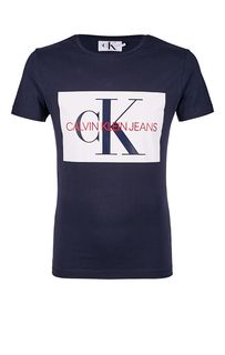 Хлопковая футболка с контрастным принтом Calvin Klein Jeans