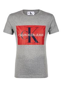 Хлопковая футболка с контрастным принтом Calvin Klein Jeans