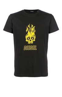 Хлопковая футболка с ярким принтом Diesel