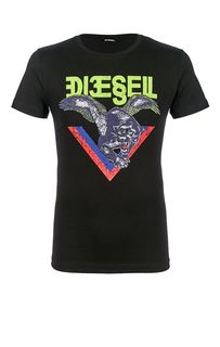 Хлопковая футболка с ярким принтом Diesel