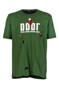 Хлопковая футболка с рваным декором Diesel