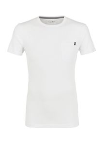 Белая хлопковая футболка Tom Tailor Denim