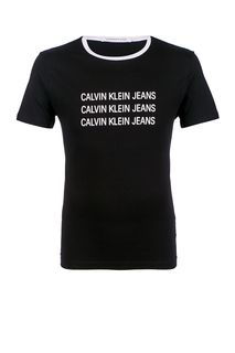 Хлопковая футболка с логотипом бренда Calvin Klein Jeans