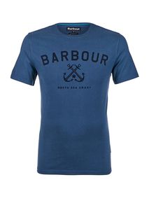 Синяя хлопковая футболка Barbour