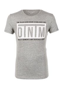 Серая футболка с отворотами на рукавах Tom Tailor Denim