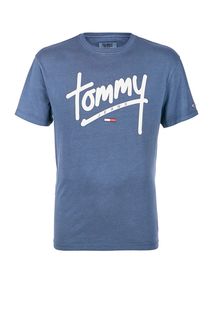 Серая хлопковая футболка с принтом Tommy Jeans