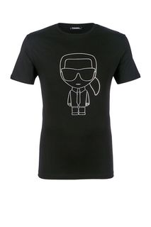 Черная футболка из хлопка с принтом Karl Lagerfeld