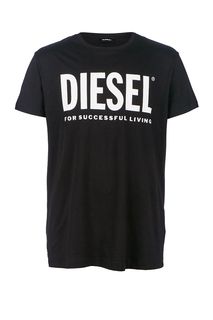 Черная хлопковая футболка Diesel