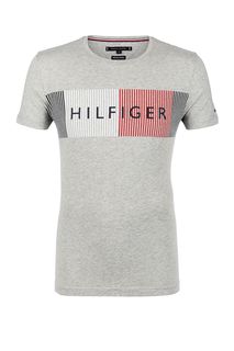 Серая хлопковая футболка с короткими рукавами Tommy Hilfiger