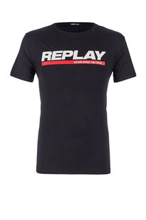 Хлопковая футболка с логотипом бренда Replay