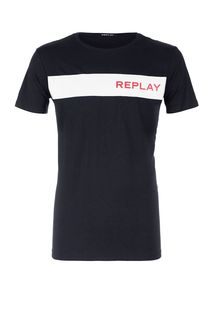Хлопковая футболка с логотипом бренда Replay