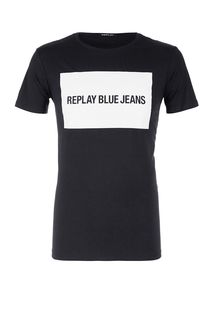 Хлопковая футболка с логотипом бренда Replay