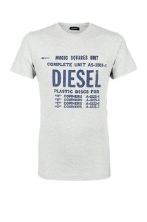 Хлопковая футболка с декоративным принтом Diesel